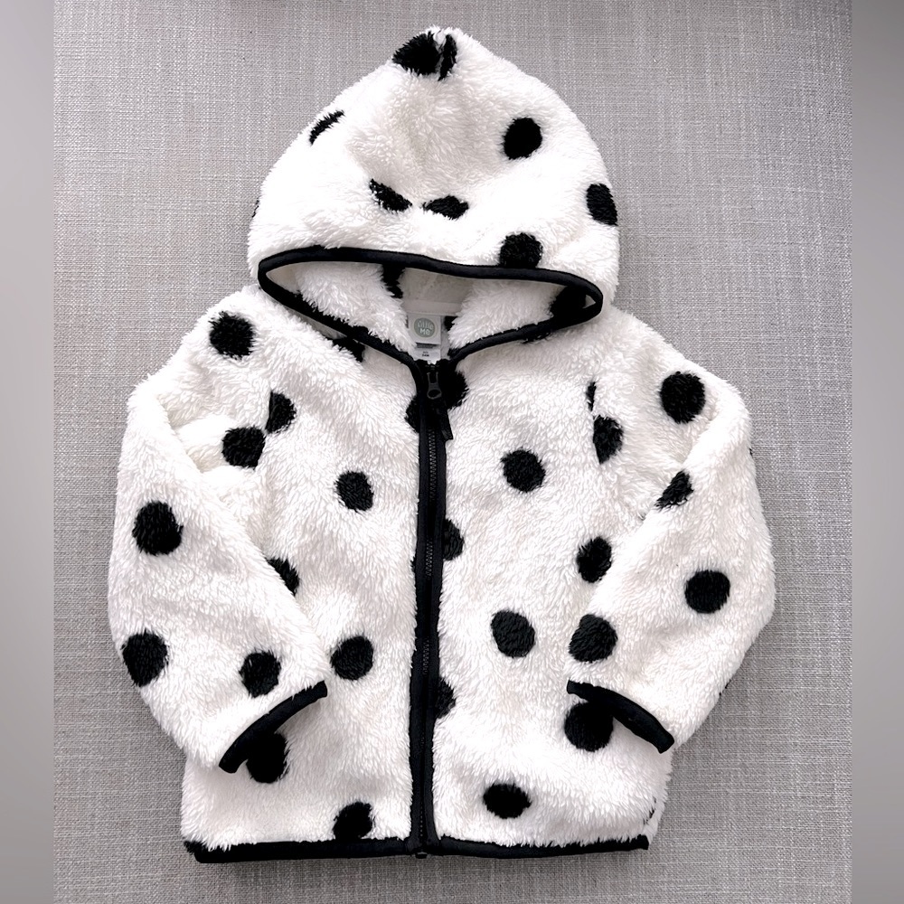 Little Me polka dot fleece hooded zip up